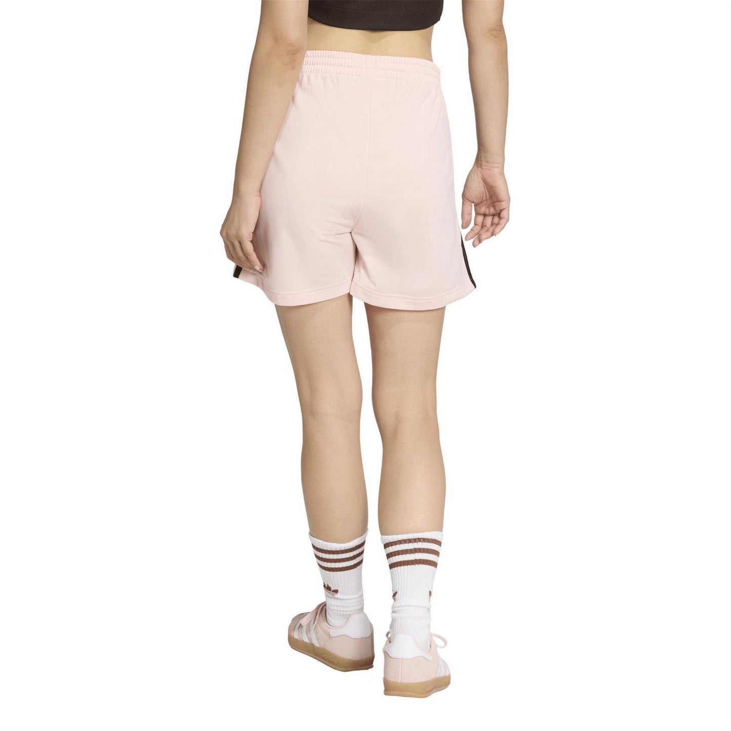Pink - Back - Adidas Womens-Ladies Firebird Trefoil Classic Shorts