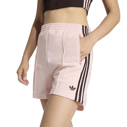 Pink - Side - Adidas Womens-Ladies Firebird Trefoil Classic Shorts