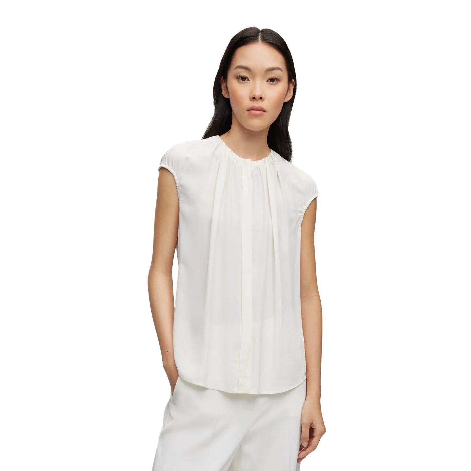 White - Side - Boss Womens-Ladies Berika Regular Blouse