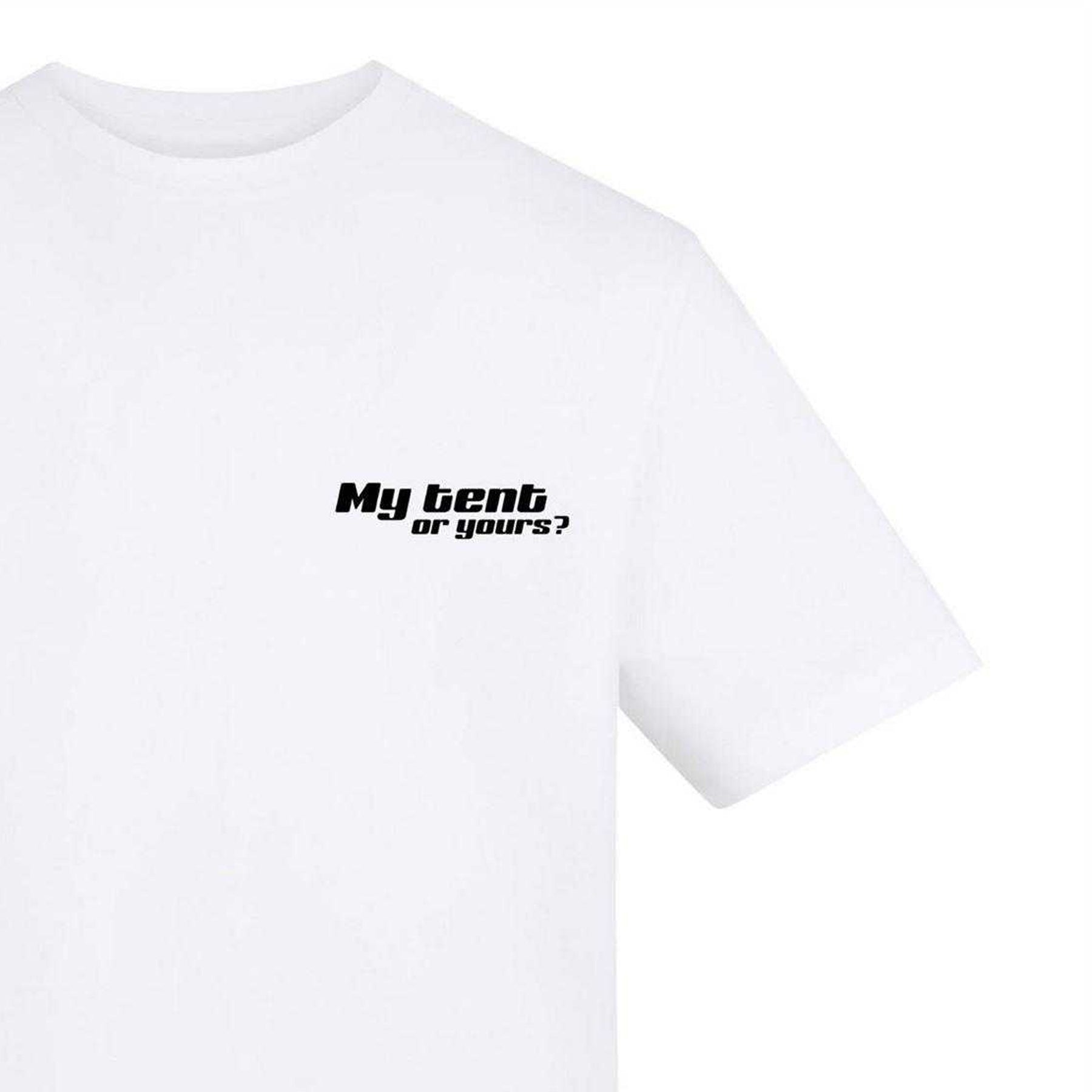 White - Side - AWD Mens My Tent Or Yours? T-Shirt