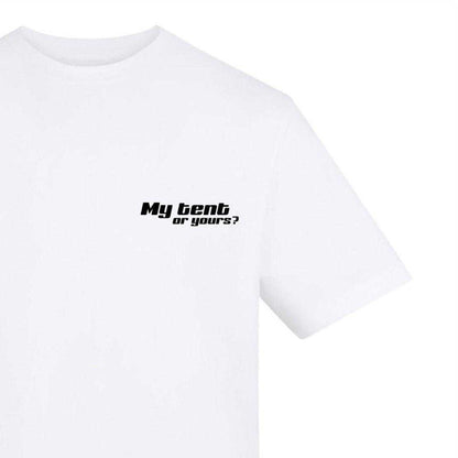 White - Side - AWD Mens My Tent Or Yours? T-Shirt