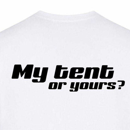 White - Lifestyle - AWD Mens My Tent Or Yours? T-Shirt
