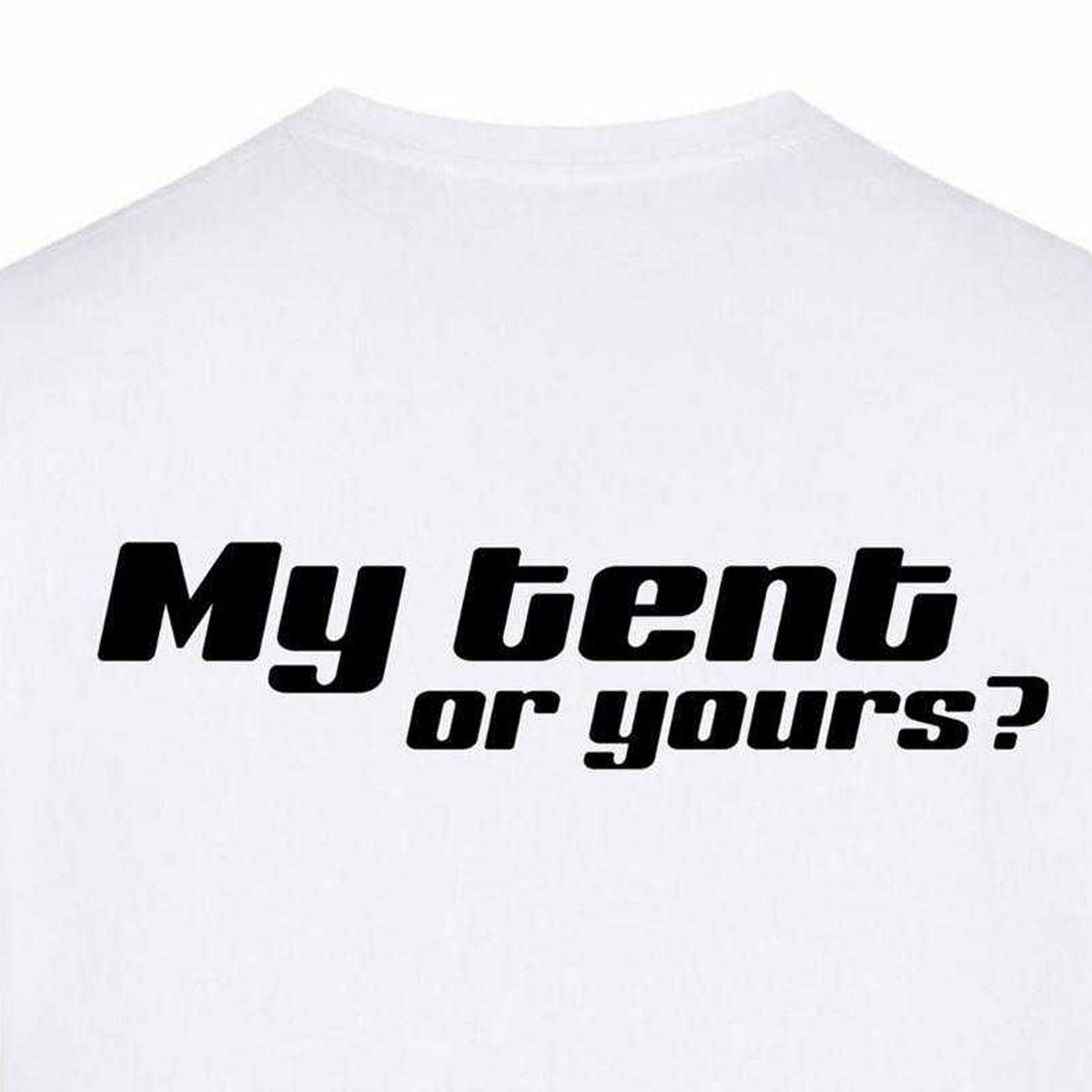 White - Lifestyle - AWD Mens My Tent Or Yours? T-Shirt
