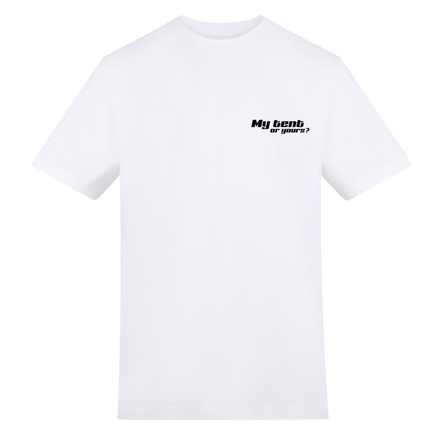 White - Front - AWD Mens My Tent Or Yours? T-Shirt