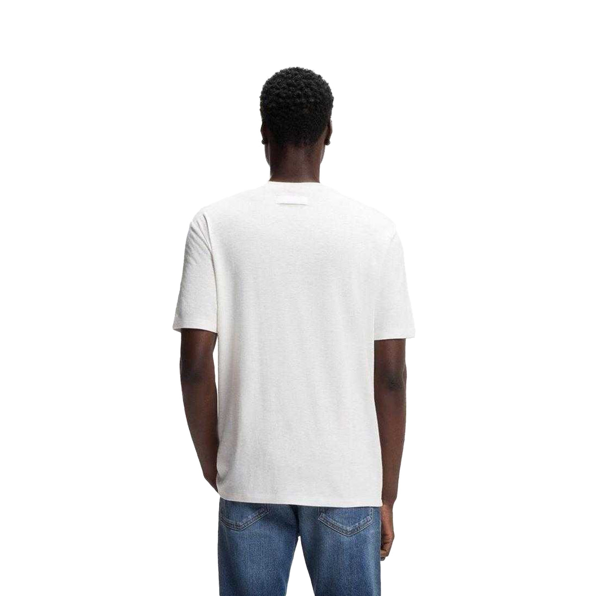 Natural - Back - Hugo Mens Crew Neck Relaxed Fit Short-Sleeved T-Shirt