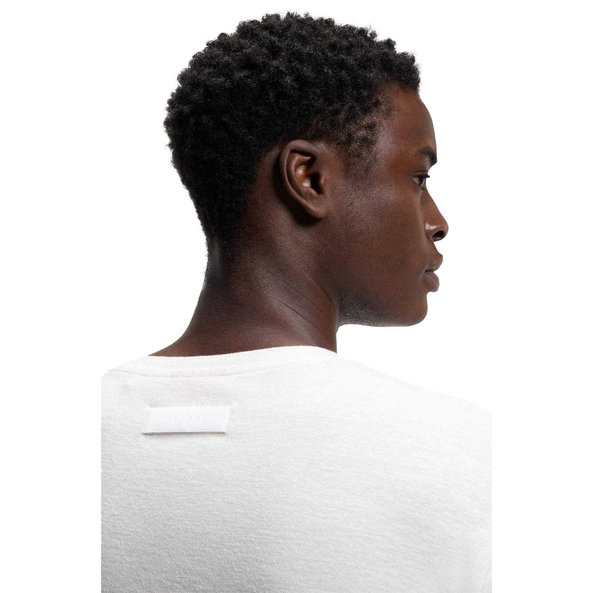 Natural - Side - Hugo Mens Crew Neck Relaxed Fit Short-Sleeved T-Shirt
