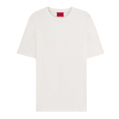 Natural - Front - Hugo Mens Crew Neck Relaxed Fit Short-Sleeved T-Shirt