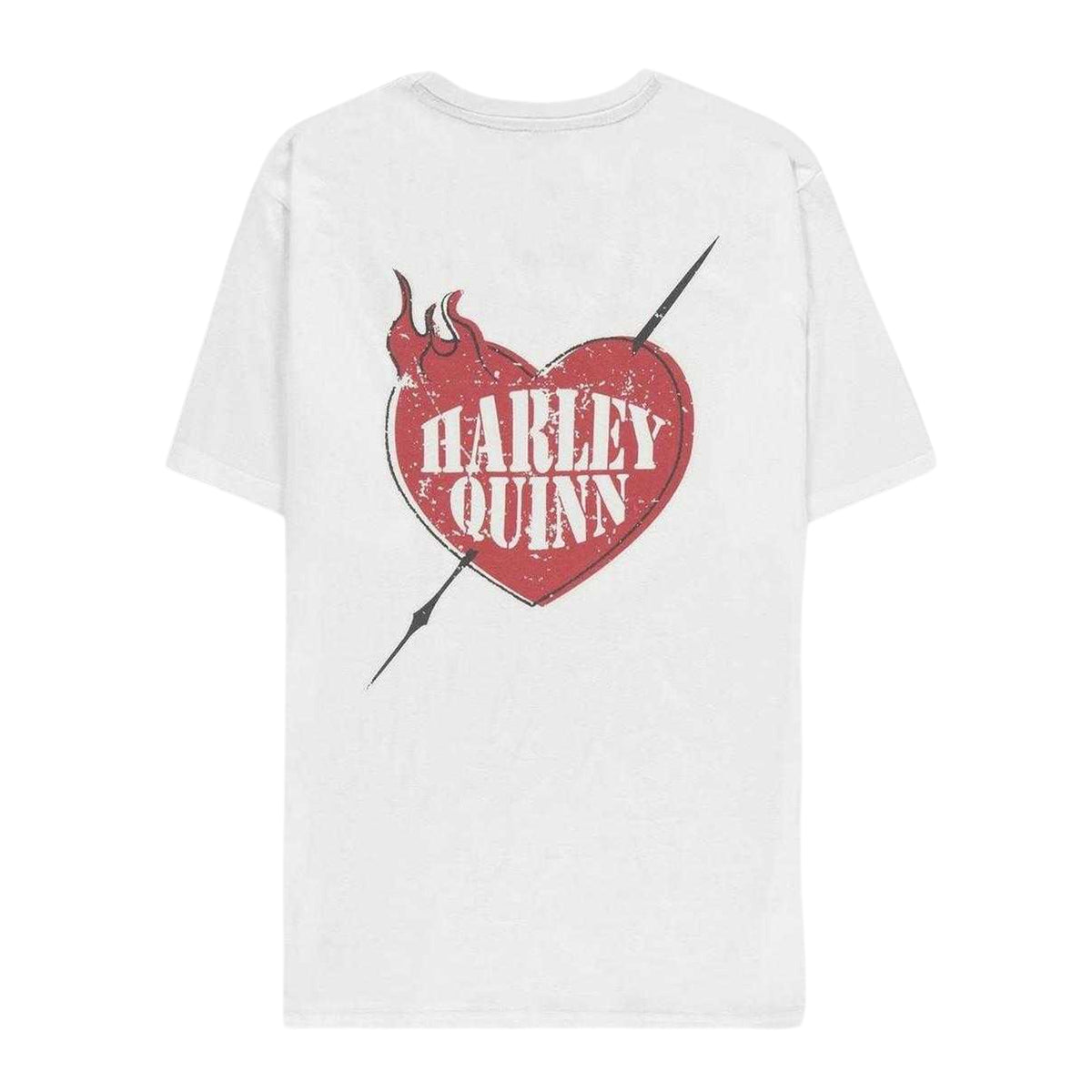 White - Back - Harley Quinn Womens-Ladies Heart Jersey T-Shirt
