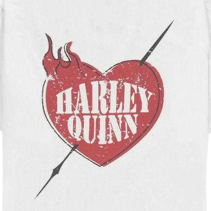White - Lifestyle - Harley Quinn Womens-Ladies Heart Jersey T-Shirt