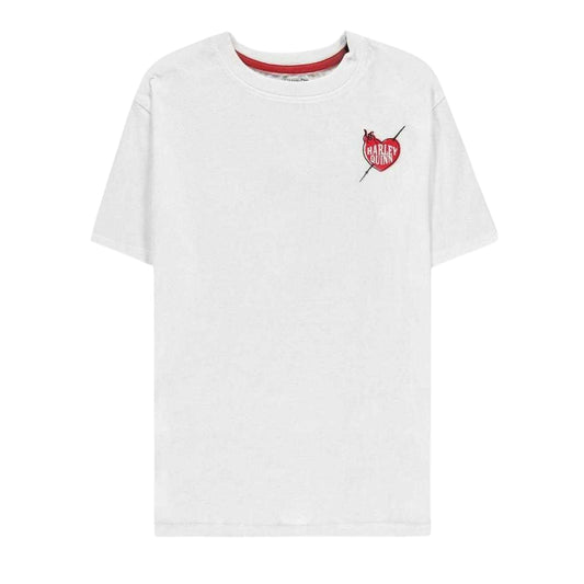 White - Front - Harley Quinn Womens-Ladies Heart Jersey T-Shirt