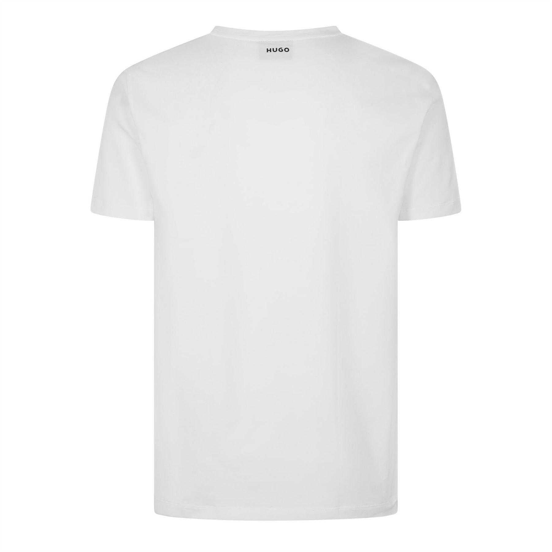 White - Back - Hugo Mens Plain V Neck T-Shirt