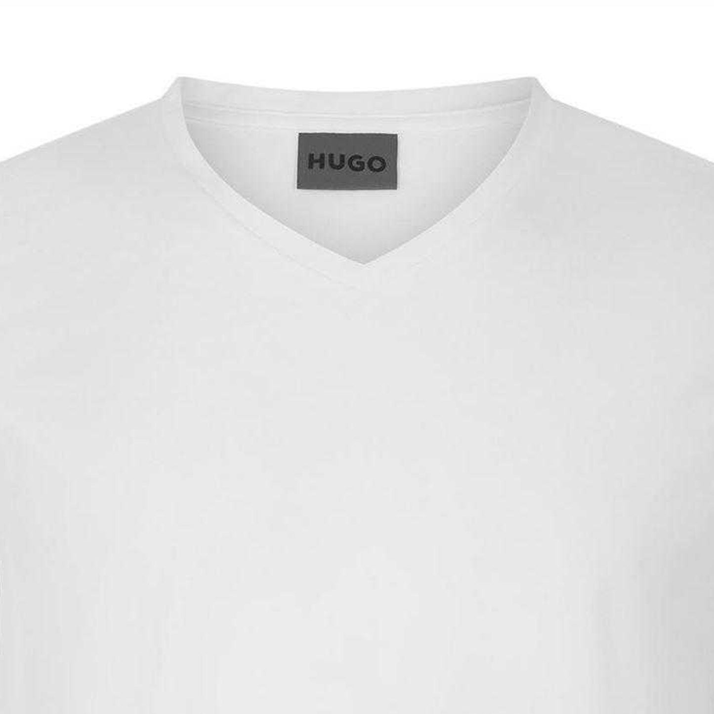White - Side - Hugo Mens Plain V Neck T-Shirt