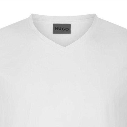 White - Side - Hugo Mens Plain V Neck T-Shirt