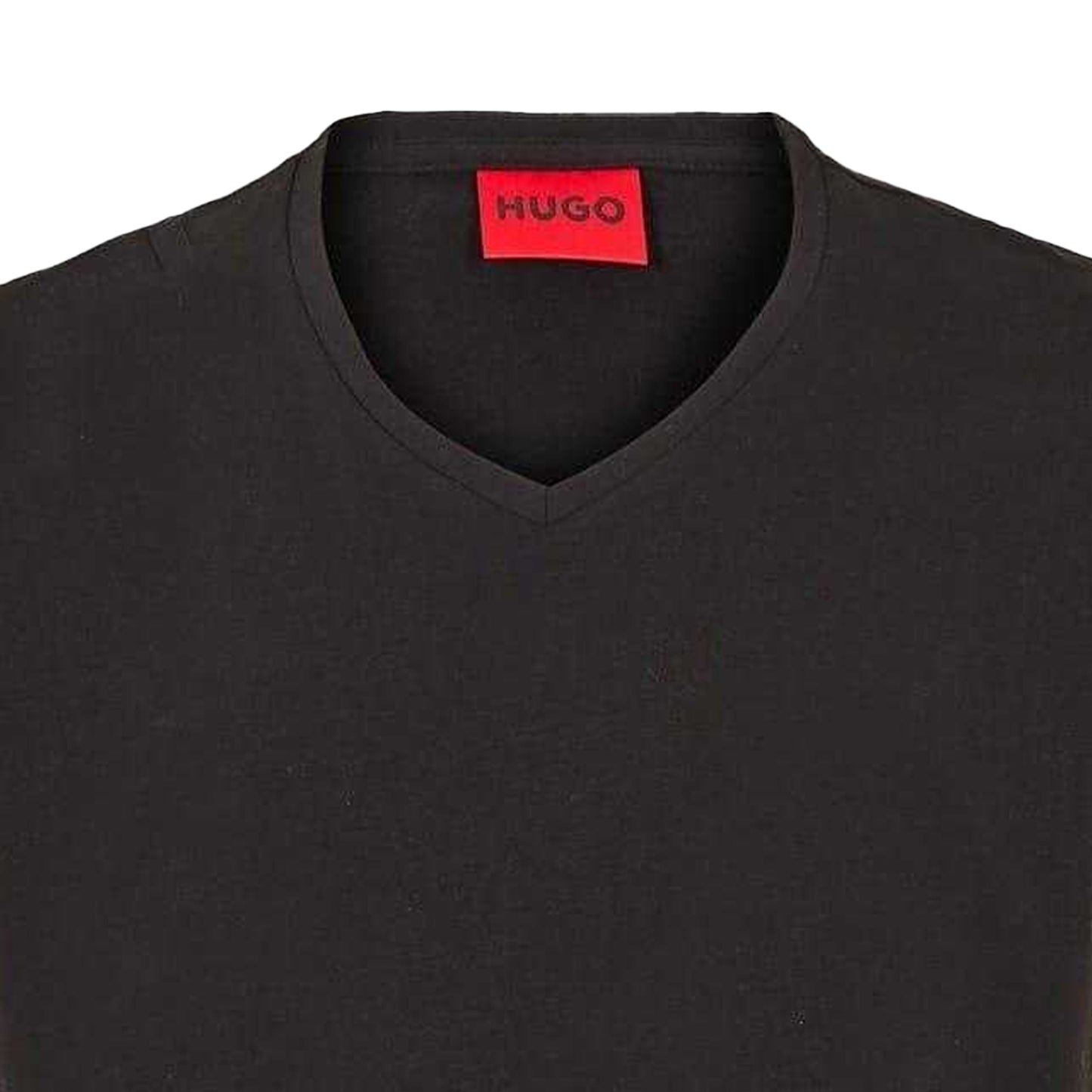 Black - Side - Hugo Mens Plain V Neck T-Shirt