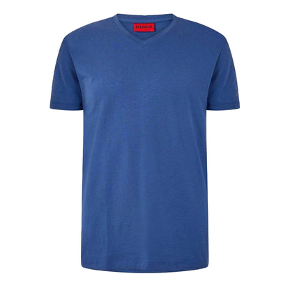 Medium Blue - Front - Hugo Mens Plain V Neck T-Shirt