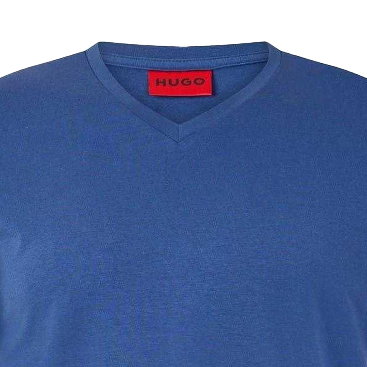 Medium Blue - Side - Hugo Mens Plain V Neck T-Shirt