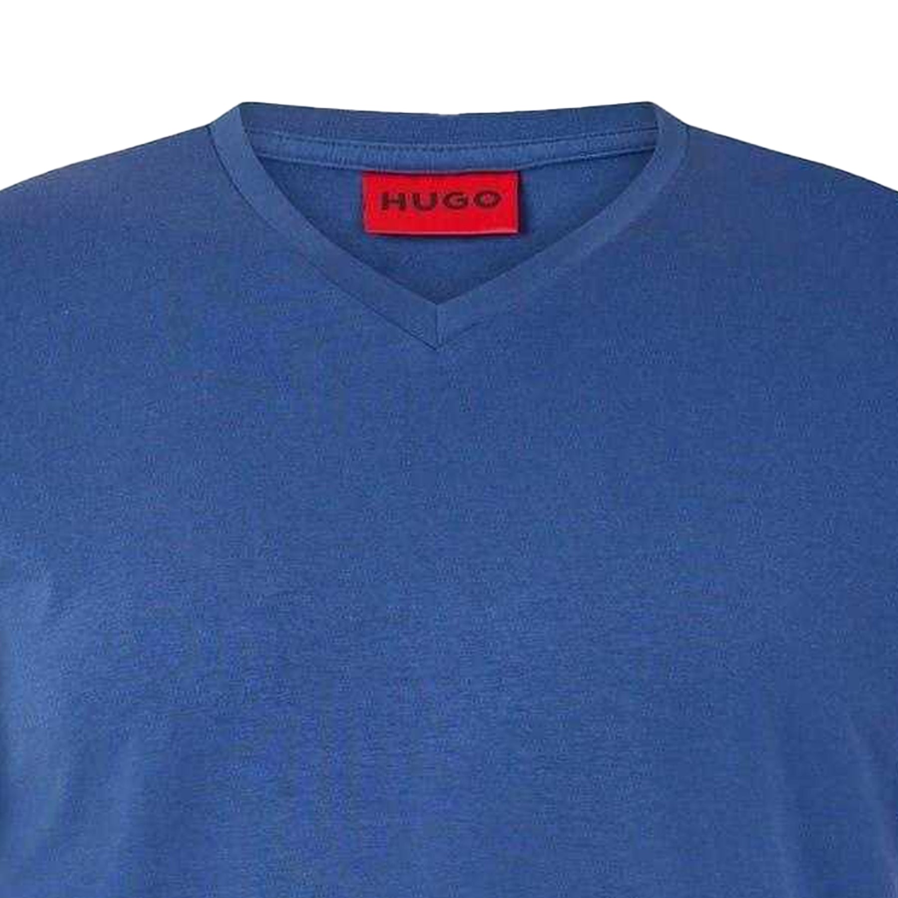 Medium Blue - Side - Hugo Mens Plain V Neck T-Shirt