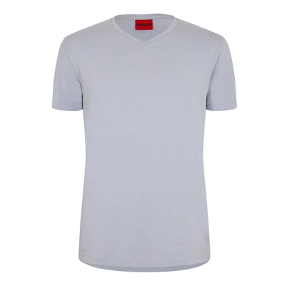 Medium Grey - Front - Hugo Mens Plain V Neck T-Shirt