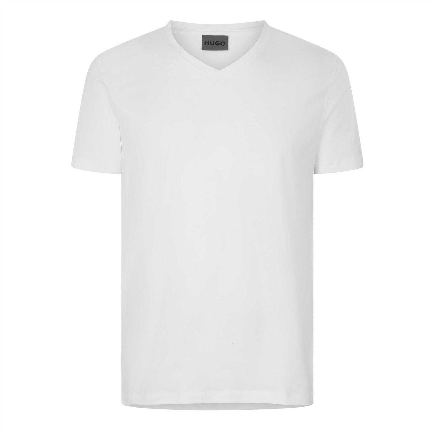 White - Front - Hugo Mens Plain V Neck T-Shirt
