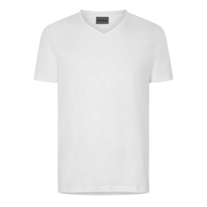 White - Front - Hugo Mens Plain V Neck T-Shirt