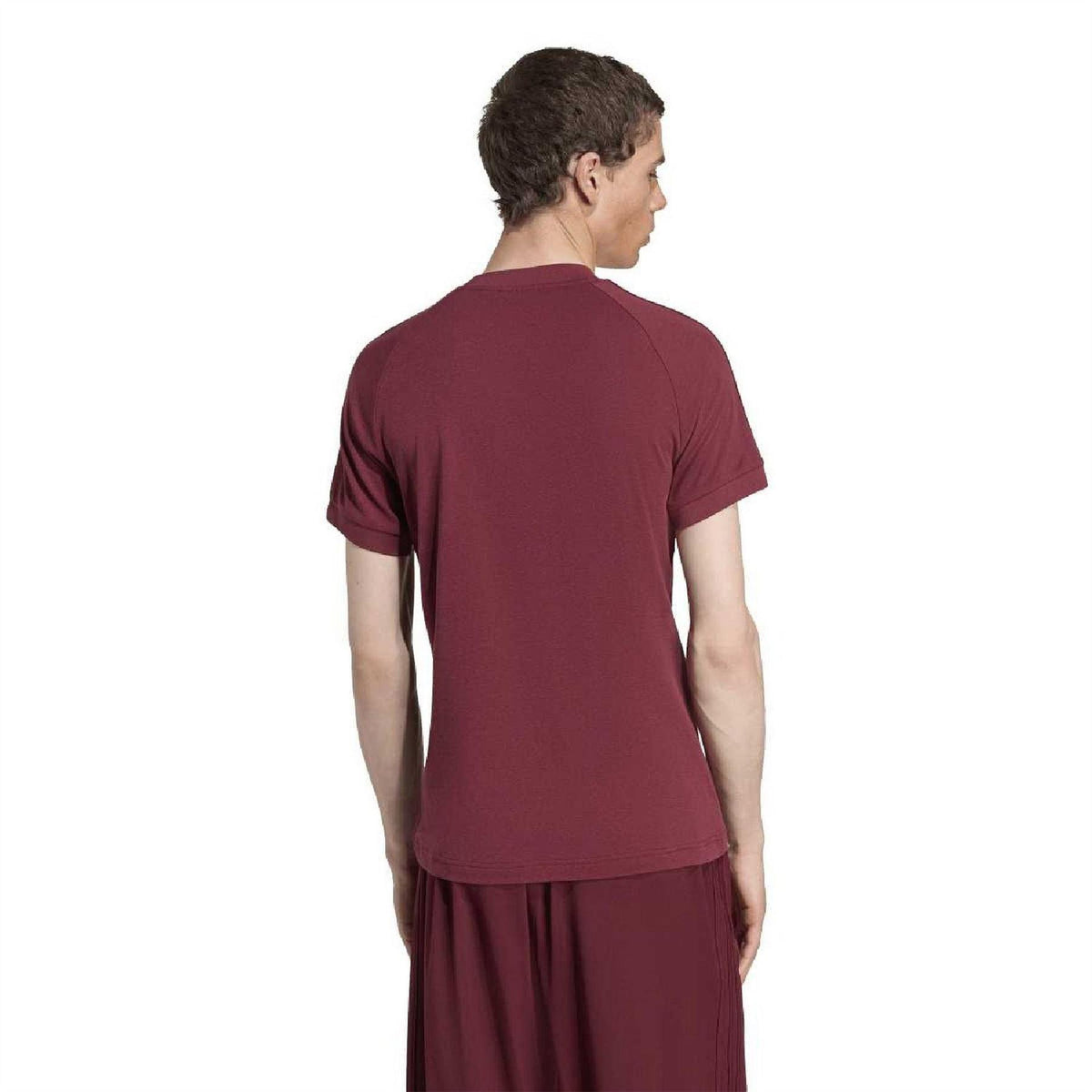 Dark Red - Back - Adidas Mens Cali Jersey Crew Neck Raglan T-Shirt
