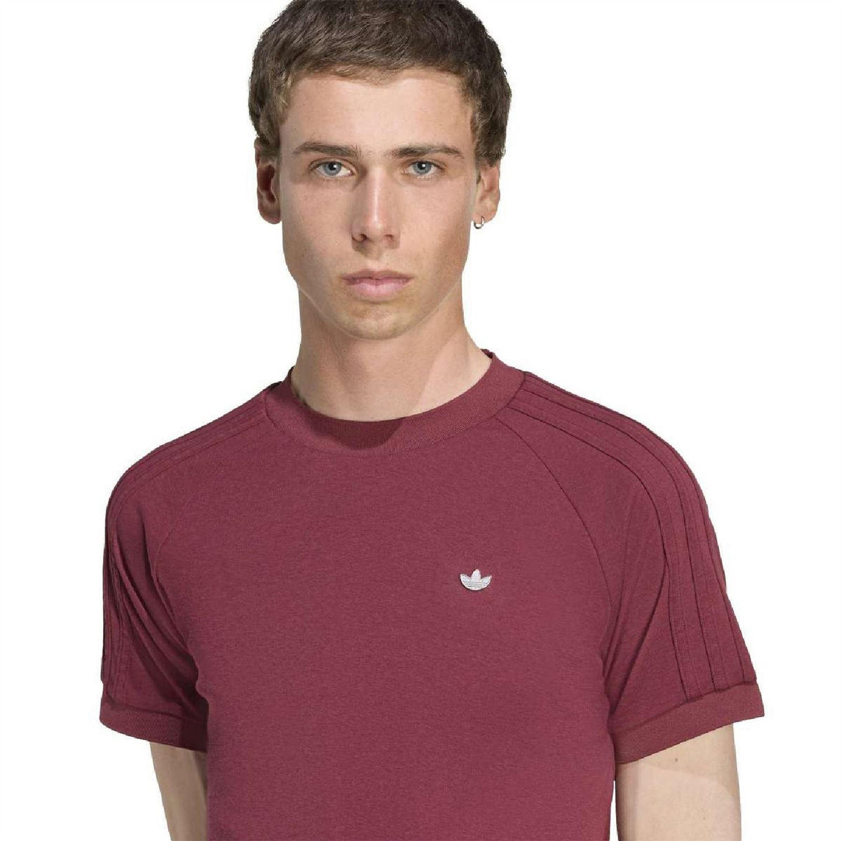 Dark Red - Side - Adidas Mens Cali Jersey Crew Neck Raglan T-Shirt