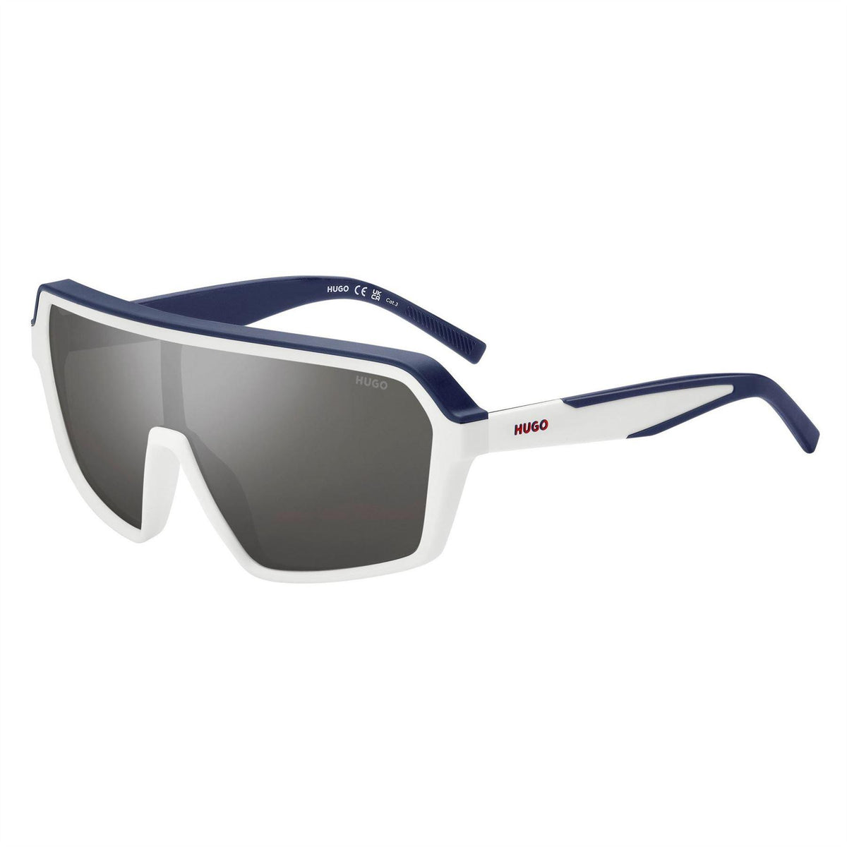 White-Blue - Front - Hugo Mens Shield Sunglasses