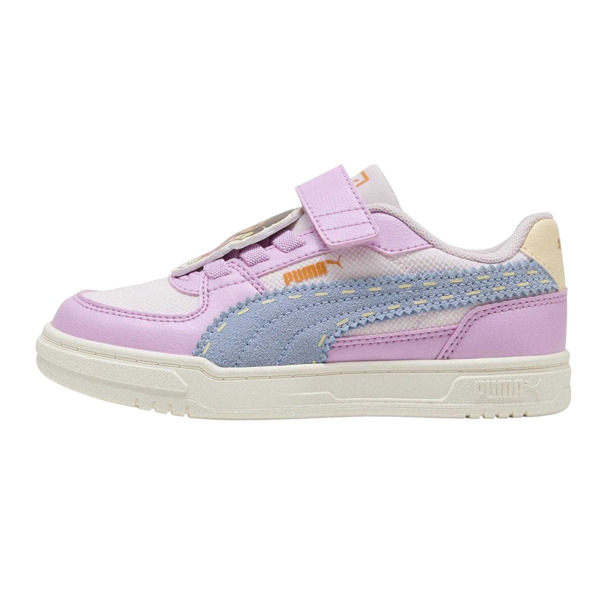 Mauve-Blue-Pink - Back - Puma Childrens-Kids Caven III Dora The Explorer Court Shoes