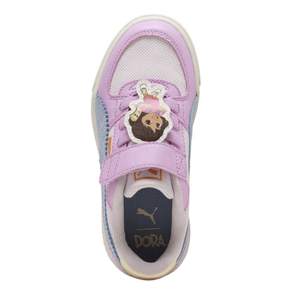 Mauve-Blue-Pink - Lifestyle - Puma Childrens-Kids Caven III Dora The Explorer Court Shoes