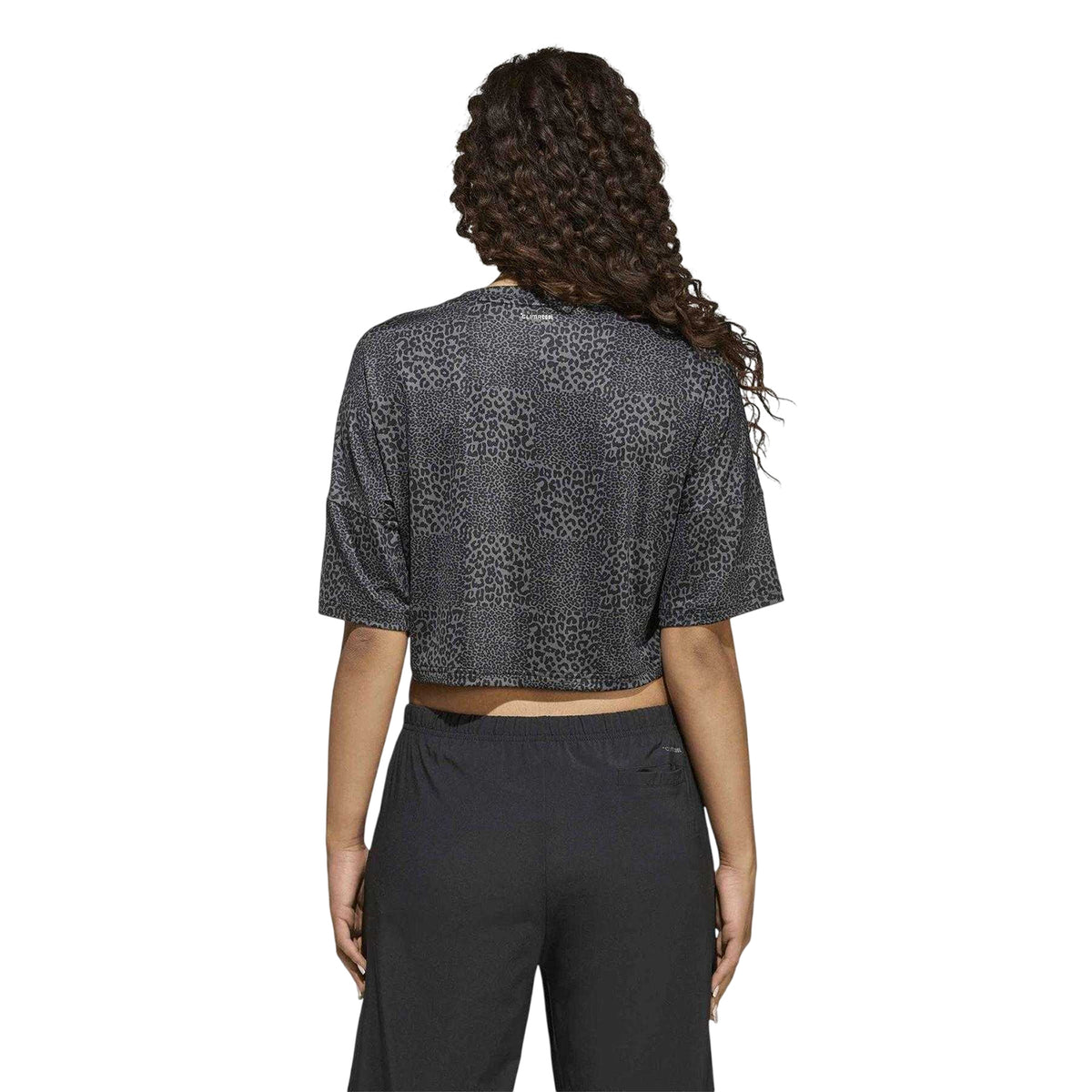 Black - Back - Adidas Girls Leopard Print Crop Top