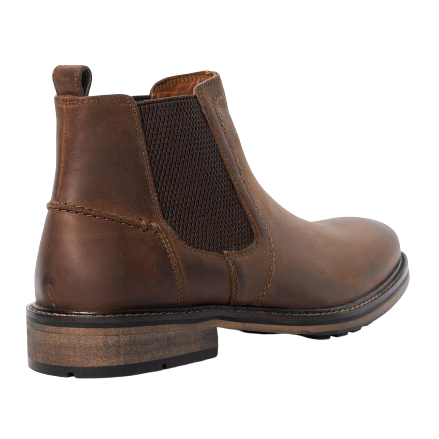 Brown - Back - Dune London Mens Chorleys Leather Chelsea Boots