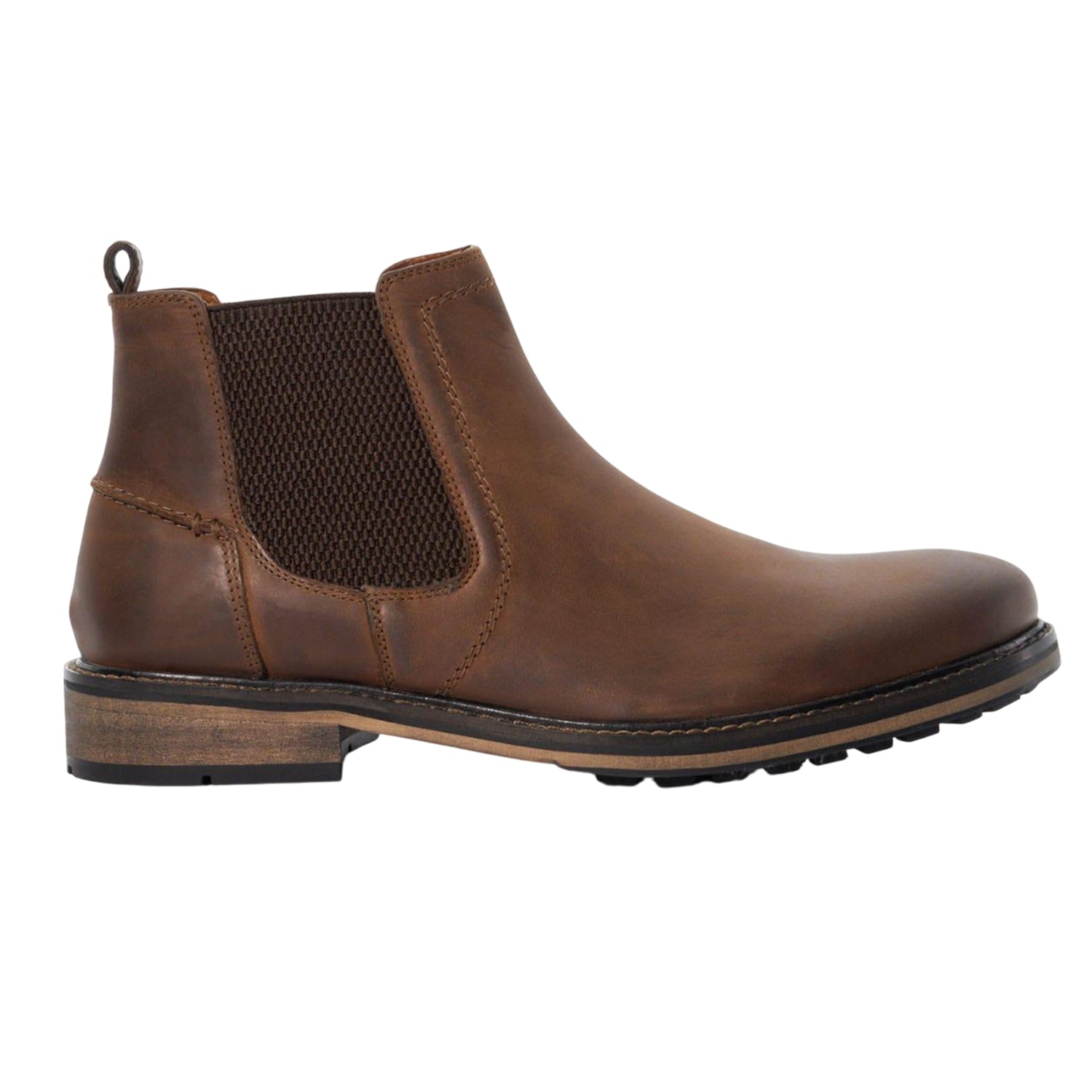 Brown - Side - Dune London Mens Chorleys Leather Chelsea Boots