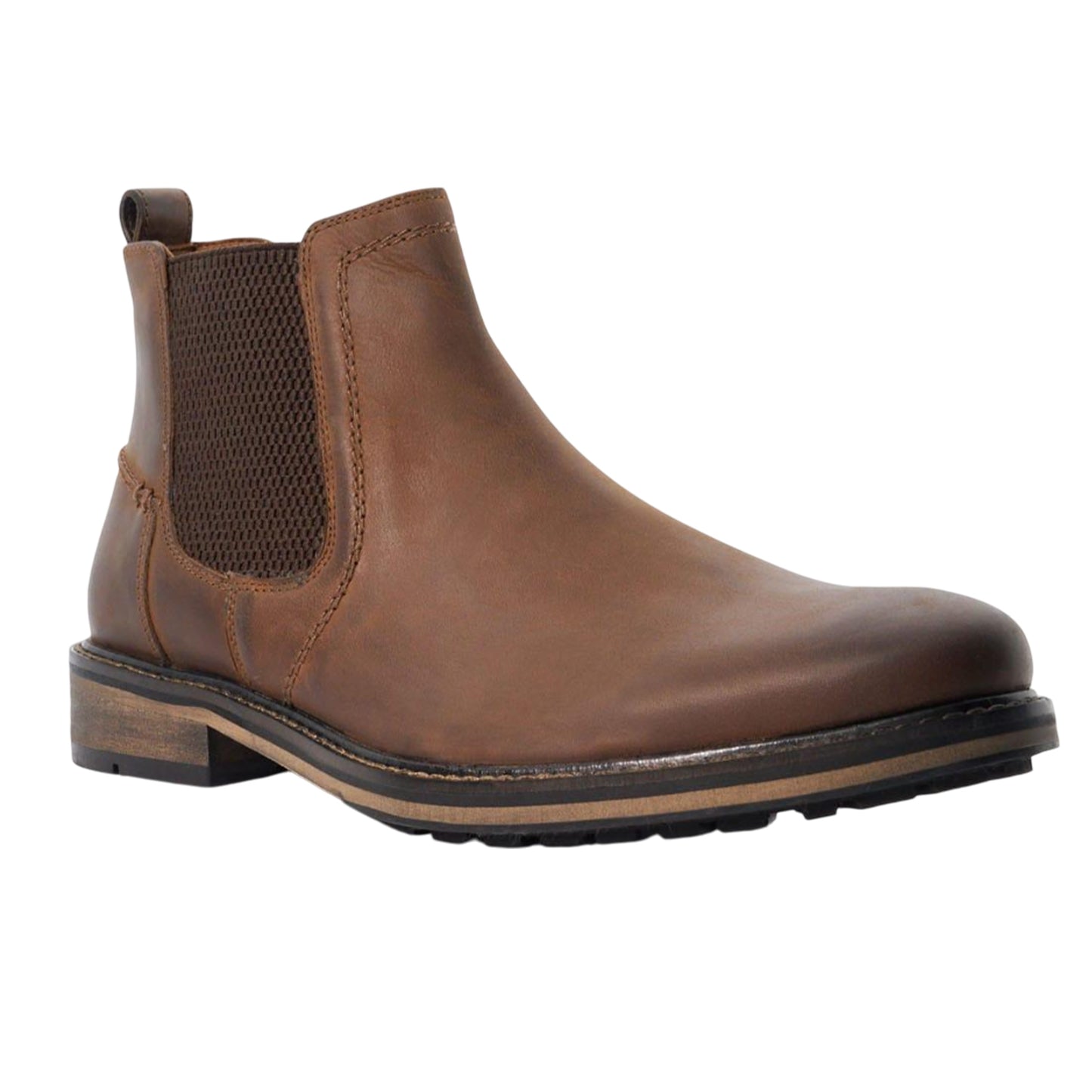 Brown - Front - Dune London Mens Chorleys Leather Chelsea Boots