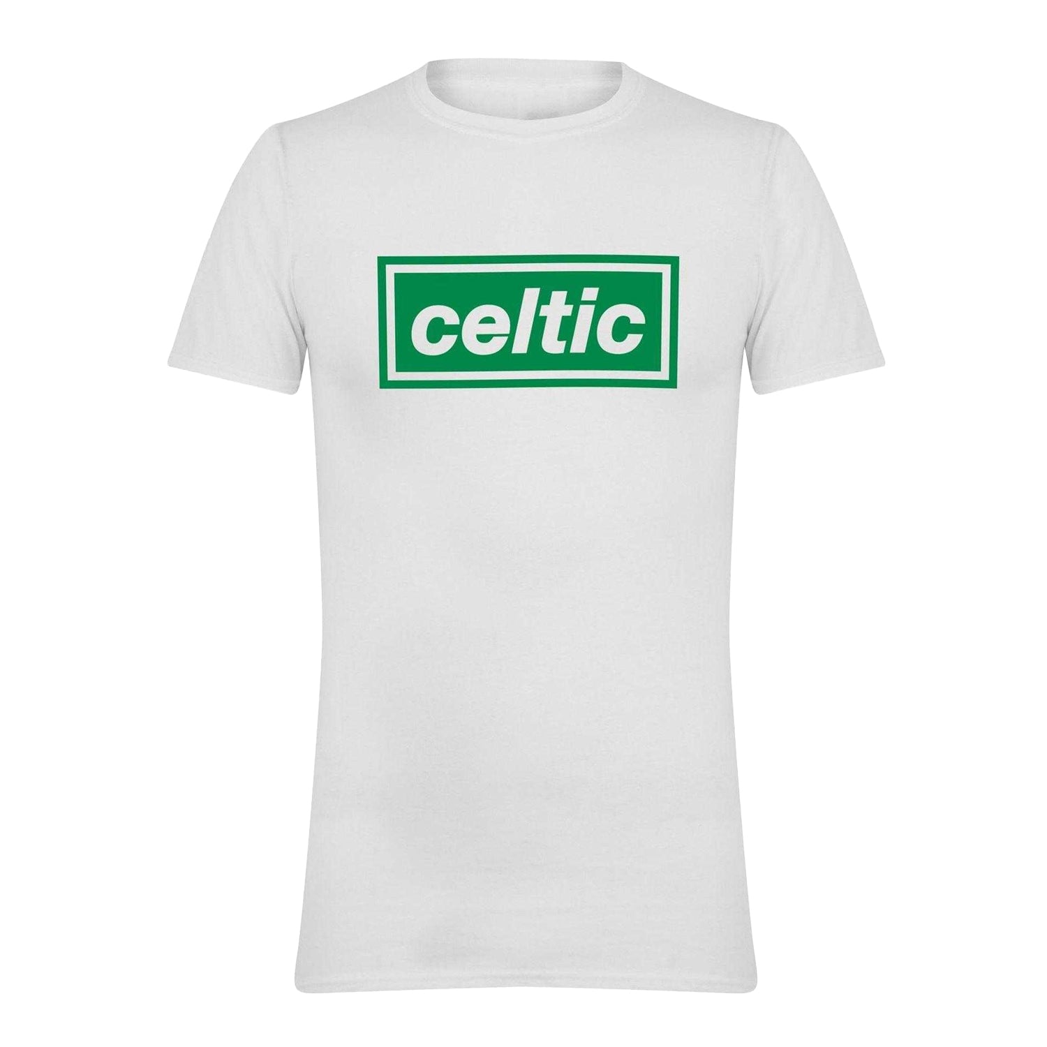White-Green - Front - AWD Unisex Adult Celtic Cotton T-Shirt