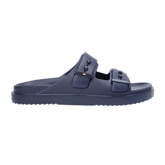 Desert Sky - Front - Tommy Hilfiger Mens Logo Double Strap Sliders