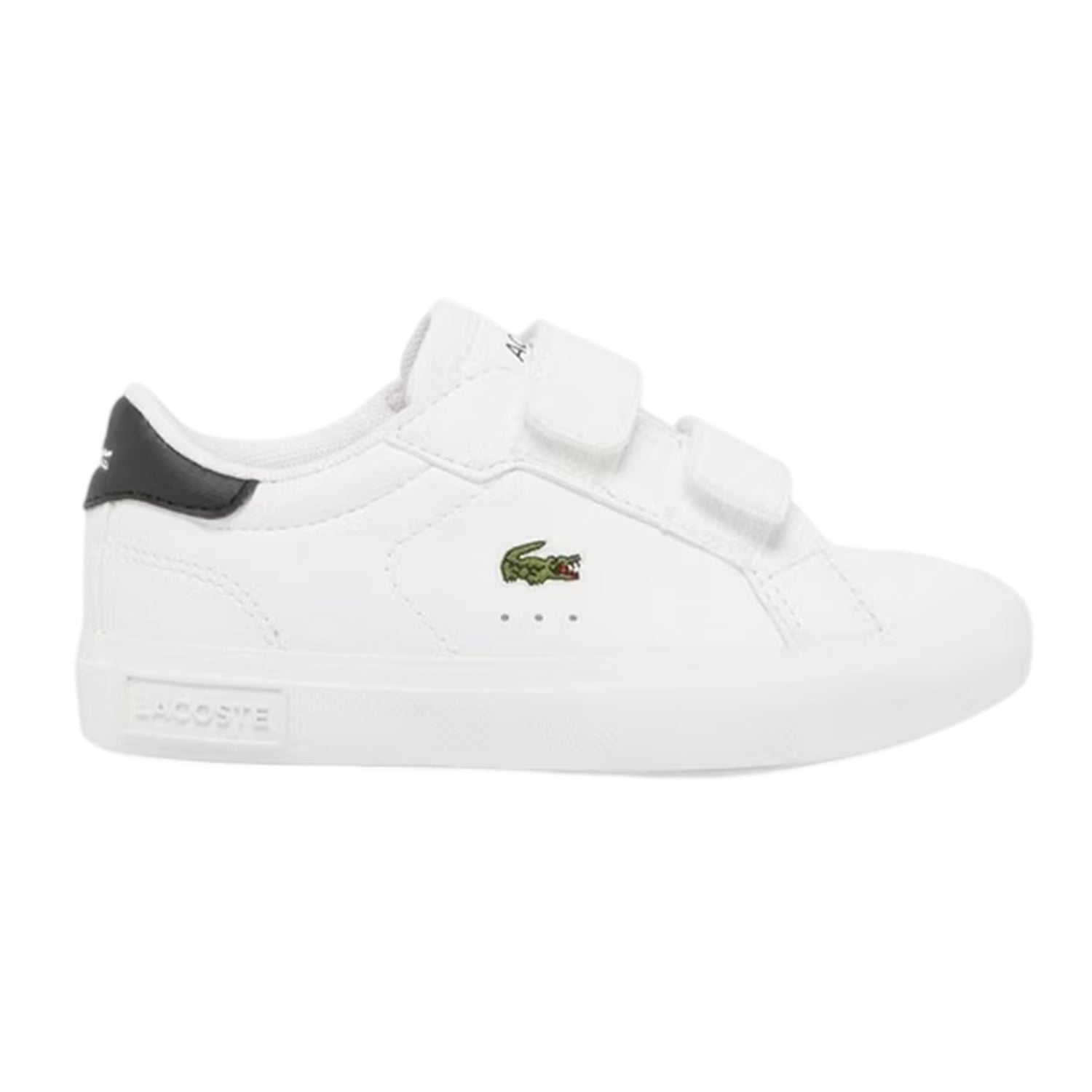 White-Black - Front - Lacoste Childrens-Kids Powercourt Trainers