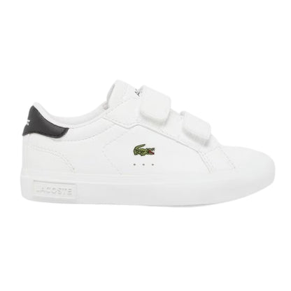 White-Black - Front - Lacoste Childrens-Kids Powercourt Trainers