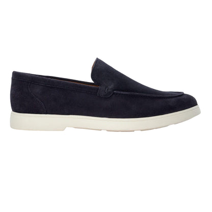 Navy - Side - Dune London Mens Bentonn Suede Loafers