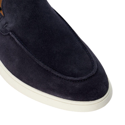 Navy - Pack Shot - Dune London Mens Bentonn Suede Loafers