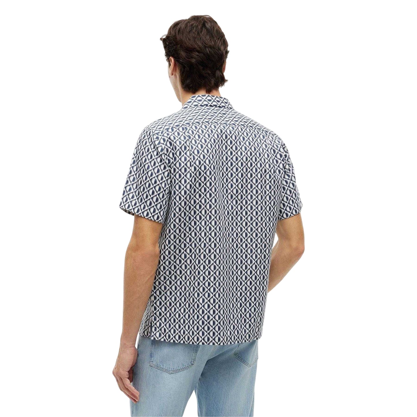 Carbon-Navy - Back - Tommy Hilfiger Mens Patterned Short-Sleeved Shirt