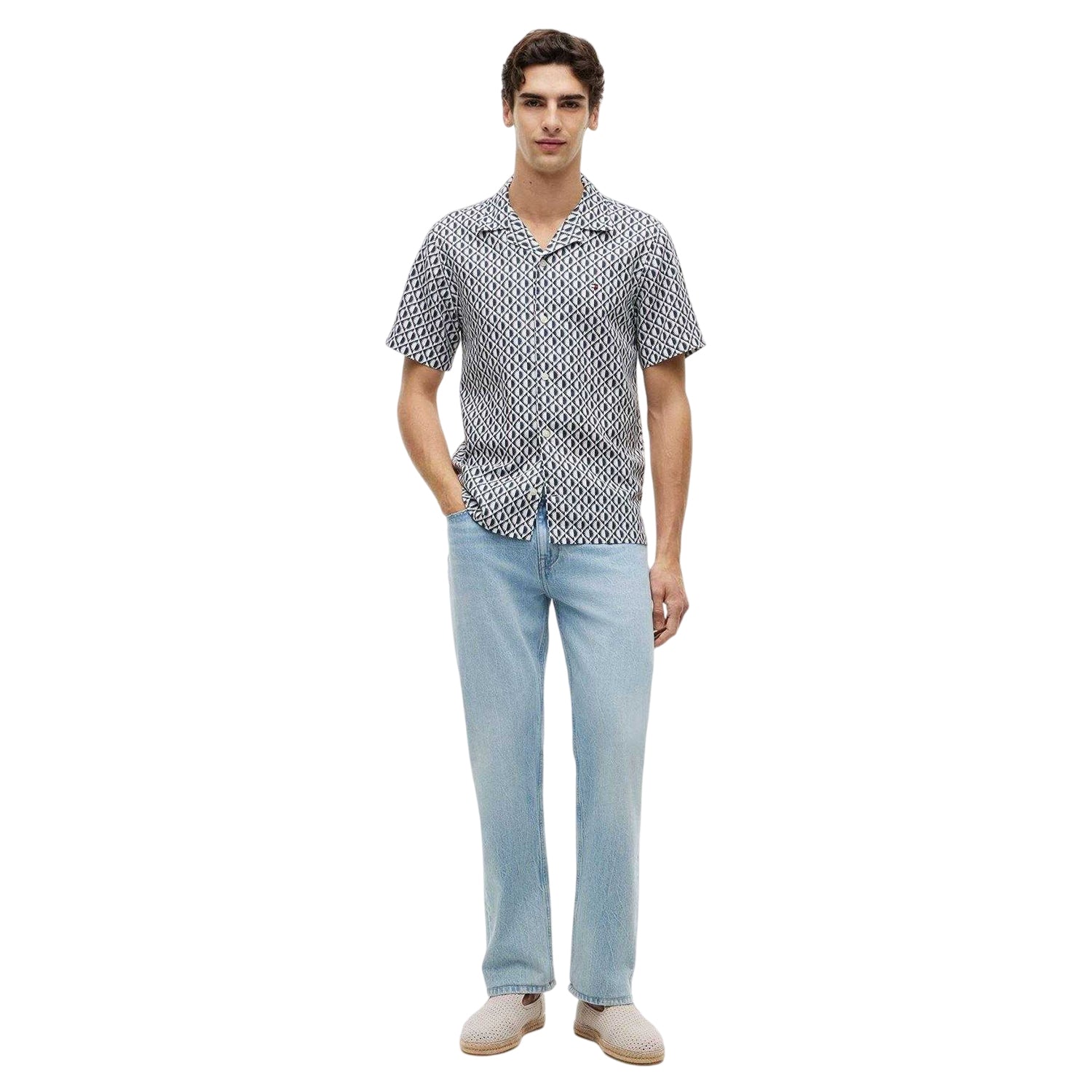 Carbon-Navy - Lifestyle - Tommy Hilfiger Mens Patterned Short-Sleeved Shirt