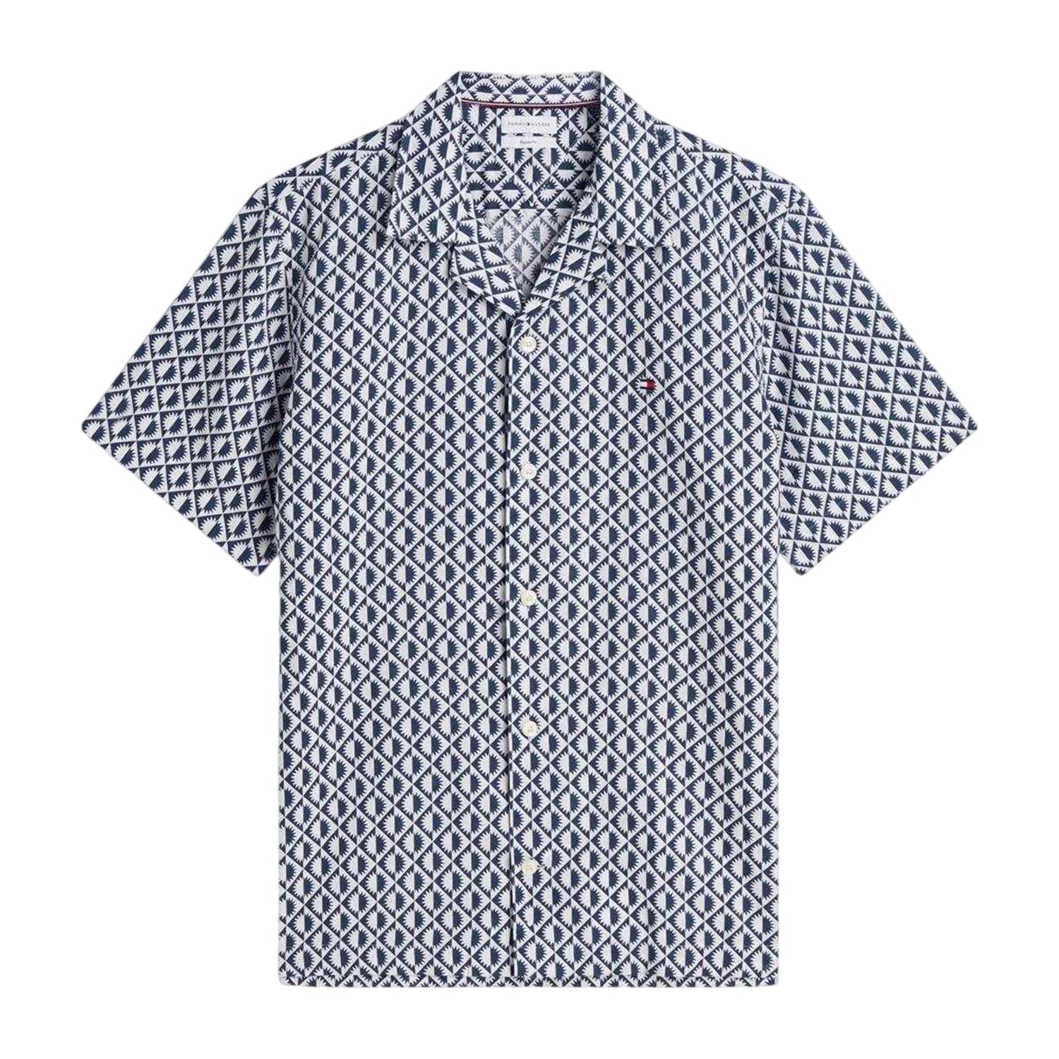 Carbon-Navy - Front - Tommy Hilfiger Mens Patterned Short-Sleeved Shirt
