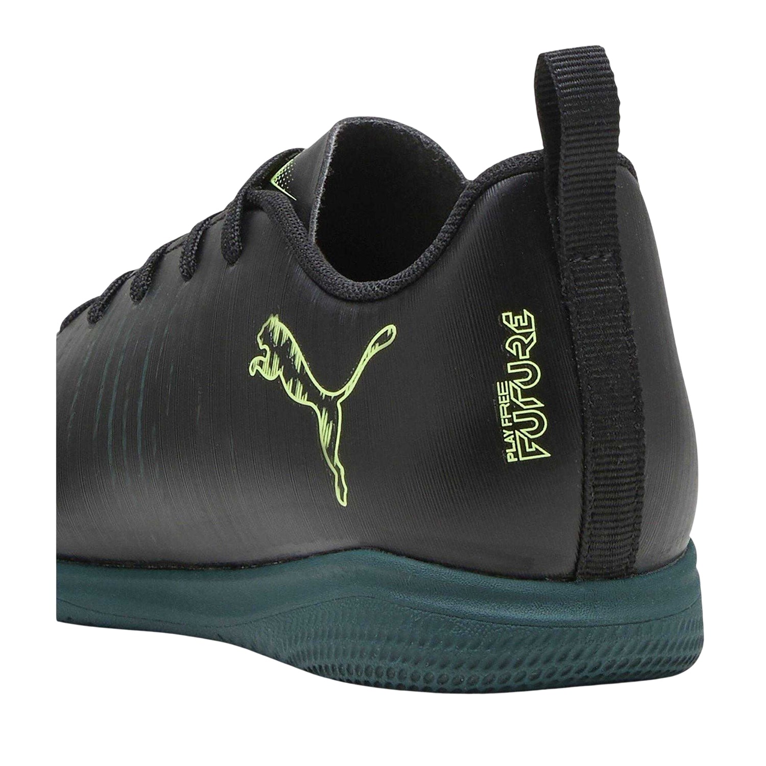 Black-Green - Back - Puma Childrens-Kids Future 8 Play Indoor Football Shoes