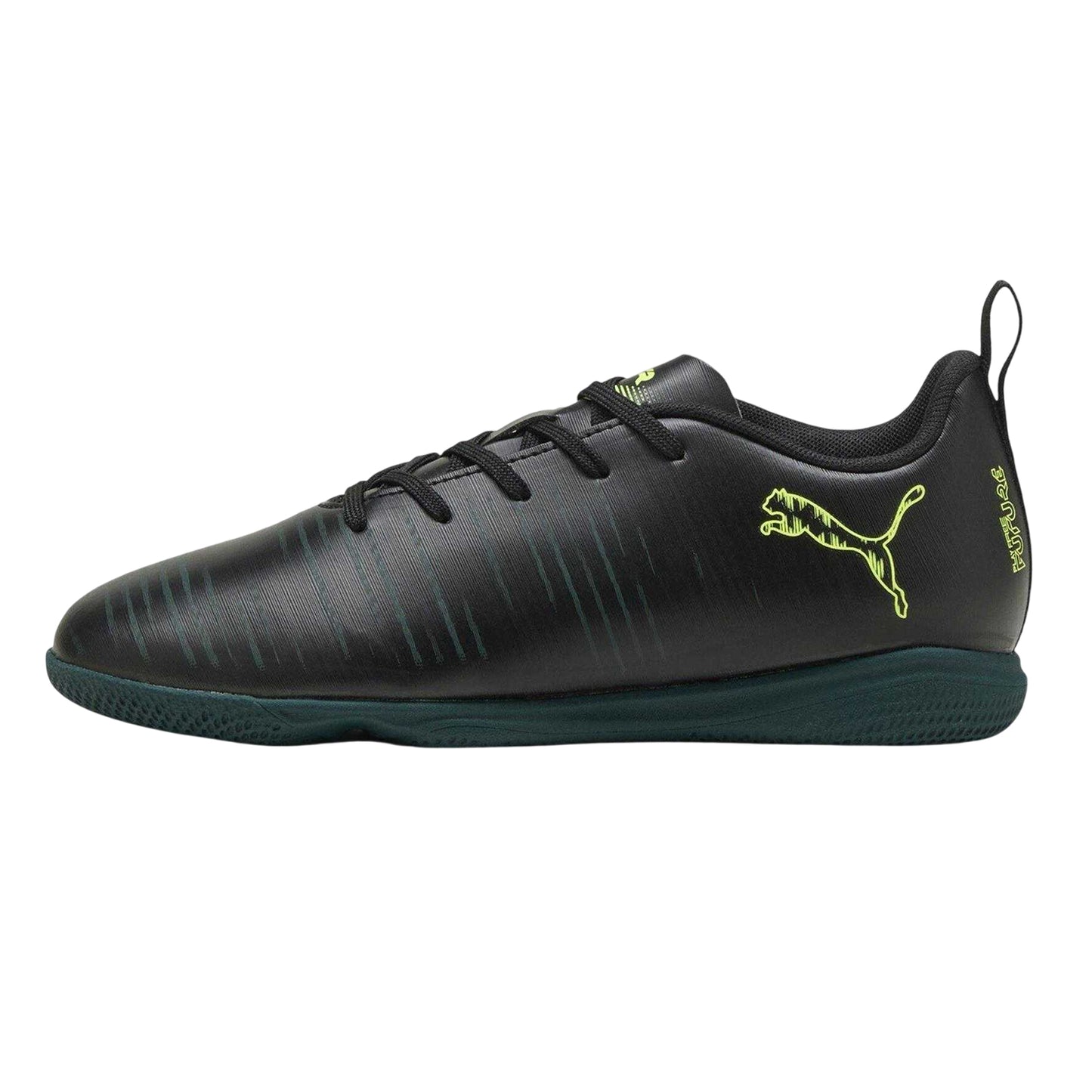 Black-Green - Side - Puma Childrens-Kids Future 8 Play Indoor Football Shoes