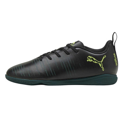 Black-Green - Side - Puma Childrens-Kids Future 8 Play Indoor Football Shoes