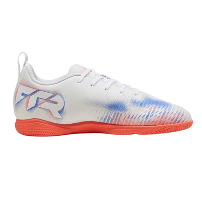 White-Black-Glowing Red - Front - Puma Childrens-Kids Future 8 Play Indoor Football Shoes