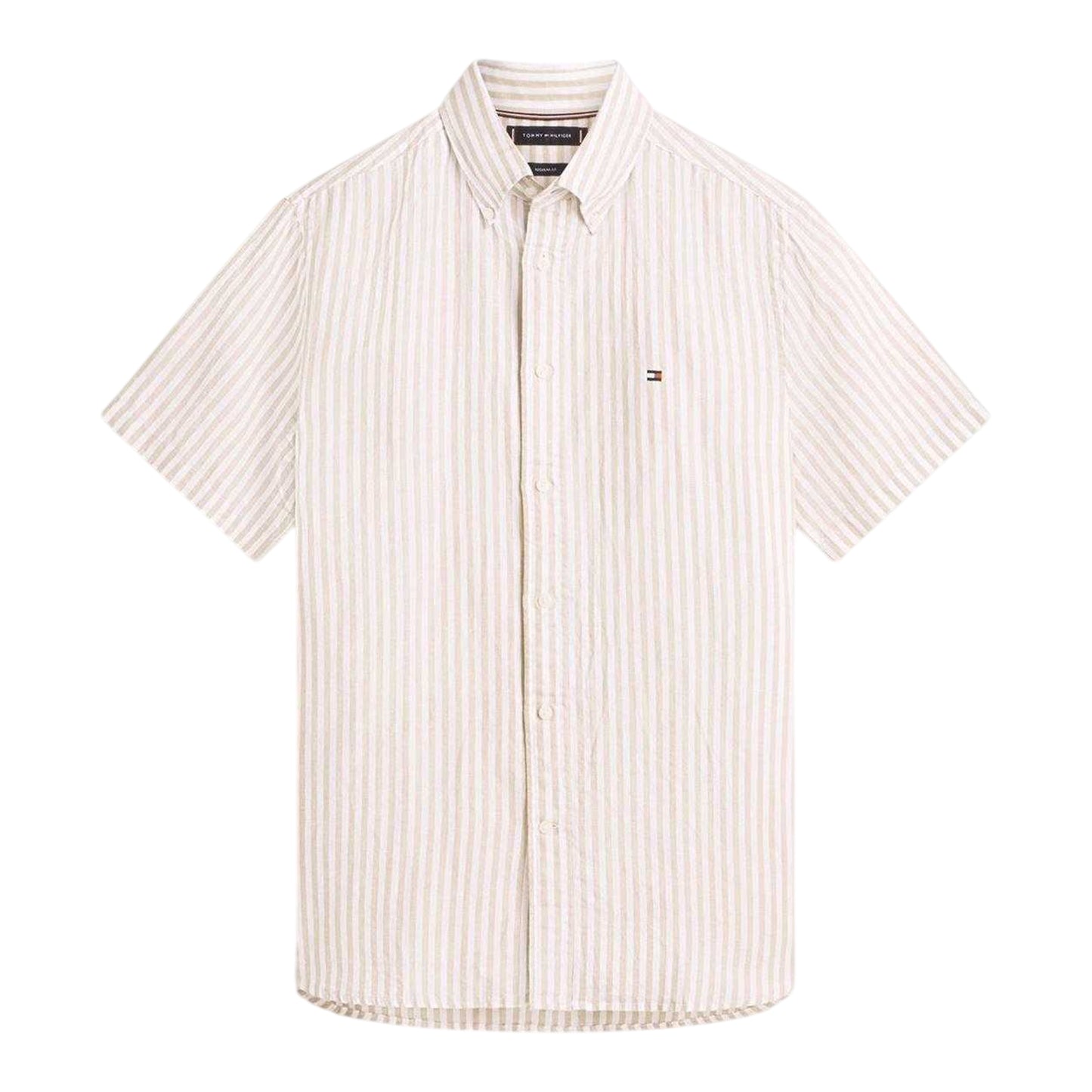 Sandlewood - Front - Tommy Hilfiger Mens Vertical Stripe Linen Blend Shirt