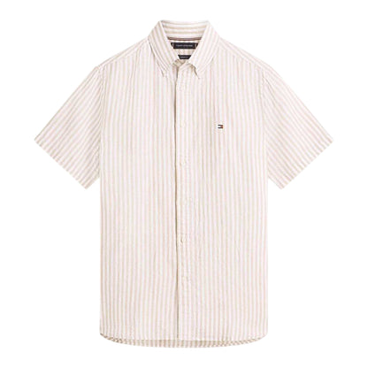 Sandlewood - Front - Tommy Hilfiger Mens Vertical Stripe Linen Blend Shirt