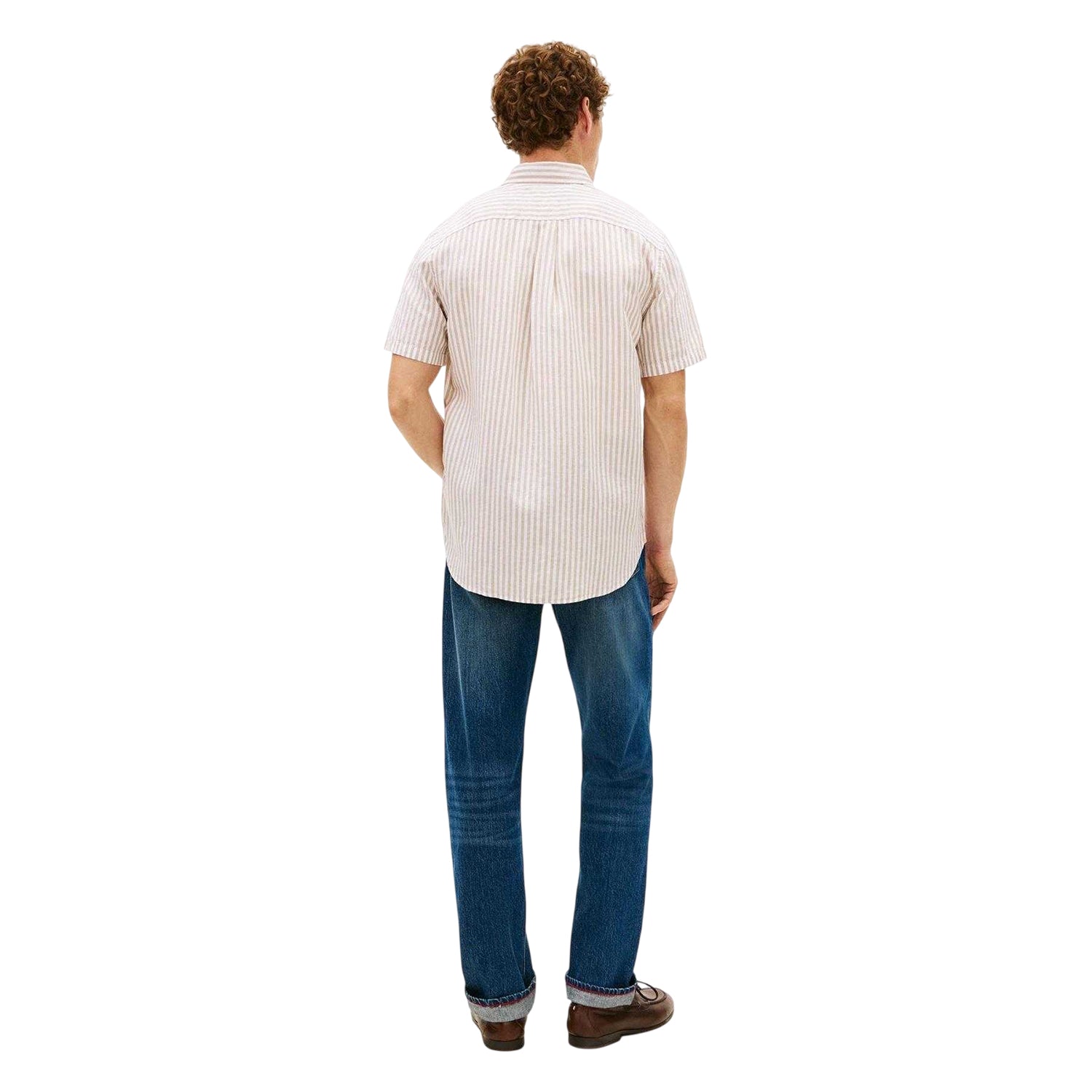 Sandlewood - Back - Tommy Hilfiger Mens Vertical Stripe Linen Blend Shirt