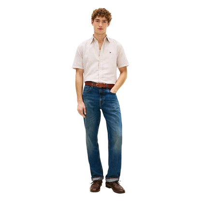 Sandlewood - Side - Tommy Hilfiger Mens Vertical Stripe Linen Blend Shirt